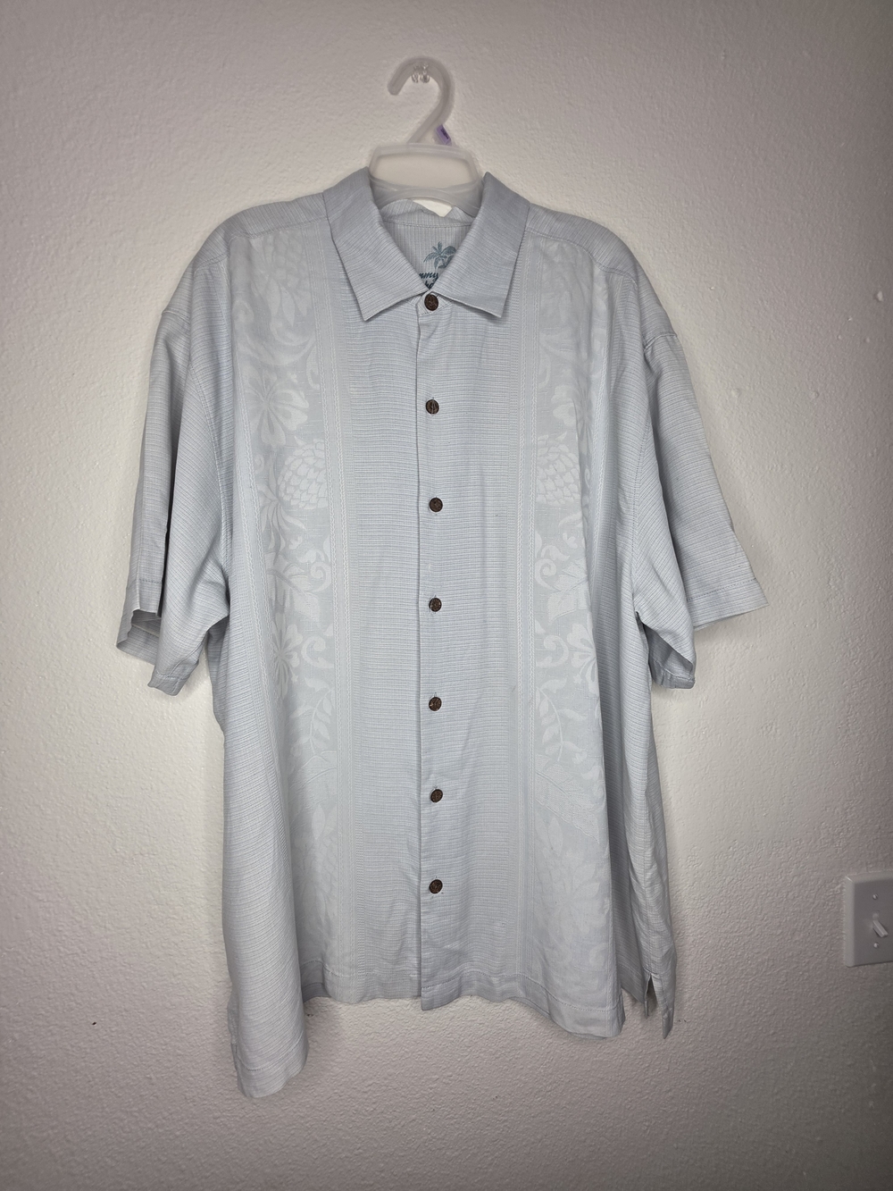 Tommy Bahama Mens XLX Silk Floral Tropical Short Sleeve Button Up Blue Stains